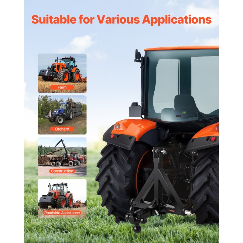 3-pisteen vetolaite 2 tuuman vastaanotin hiiliterästä ruosteenestopinnoitettu