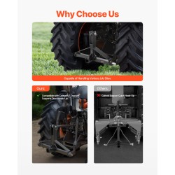 3-pisteen peräkoukku 2-tuuman vetokuulapesällä hiiliterästä musta luokan 1 traktoreille