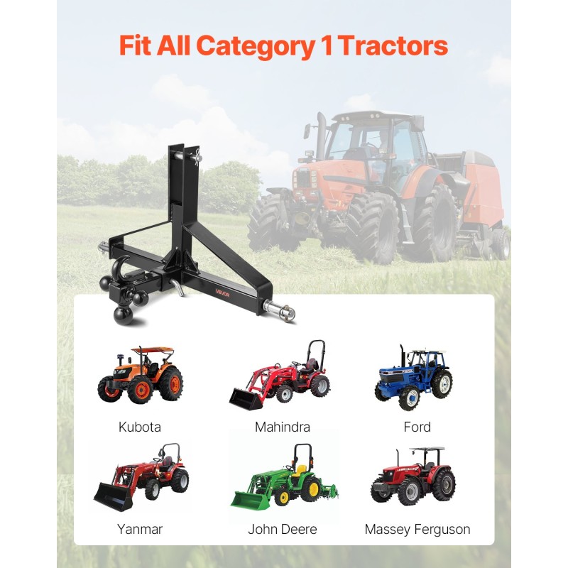 3-pisteen perävaunukytkin hiiliteräksinen yksireikäinen 2-tuumaiselle vetokuulalle musta