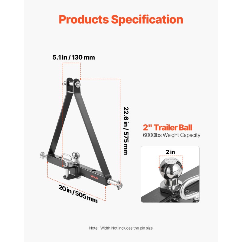 3-pisteen vetokoukkuvastaanotin hiiliteräs pintakäsitelty 2-tuumainen kantavuus 6000 paunaa