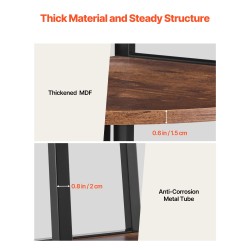 Kulmahylly 5-tasoa metallirunko MDF-hyllyt musta ja ruskea 43×43×178 cm