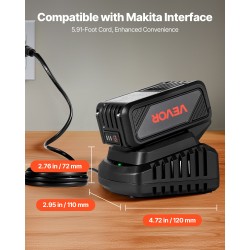 Litiumakku ja laturipaketti 4,0 Ah 20 V Makita-yhteensopiva 1,8 m johdolla