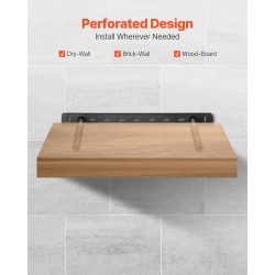 Teräksiset kelluvat hyllykiinnikkeet 16 tuumaa 2 kpl 68 kilogramman kantavuus