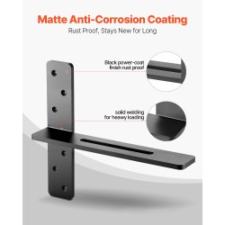 T-muotoiset teräs seinäkiinnikkeet kelluville hyllyille 90 kg 2 kpl ruosteenkestävä pinnoite