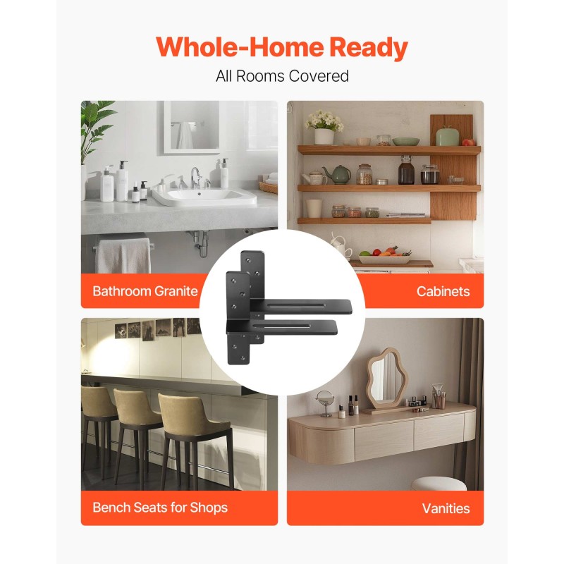 T-mallinen täysteräksinen kelluva hyllynkannatin 12 tuumaa 90 kg 2 kpl