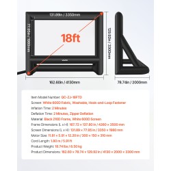 Puhallettava valkokangas 5,5 m 16:9 valkoinen 600D pestävä musta 210D runko