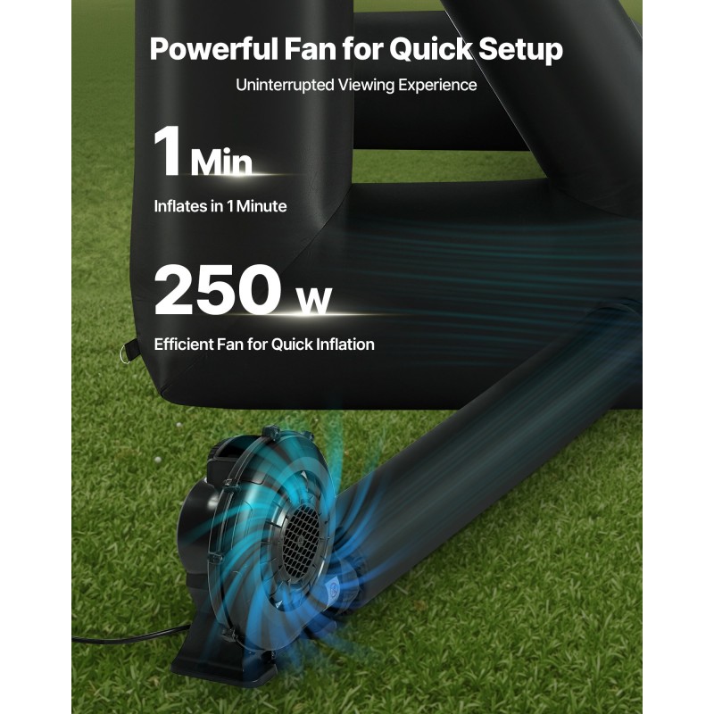 Puhallettava elokuvakangas 16 jalan pestävä valkokangas musta runko ulkokäyttöön