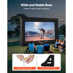 Puhallettava elokuvakangas 16 jalan pestävä valkokangas musta runko ulkokäyttöön