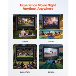 Ilmatäytteinen 600D-valkokangas 16:9 386 x 217 cm pestävä