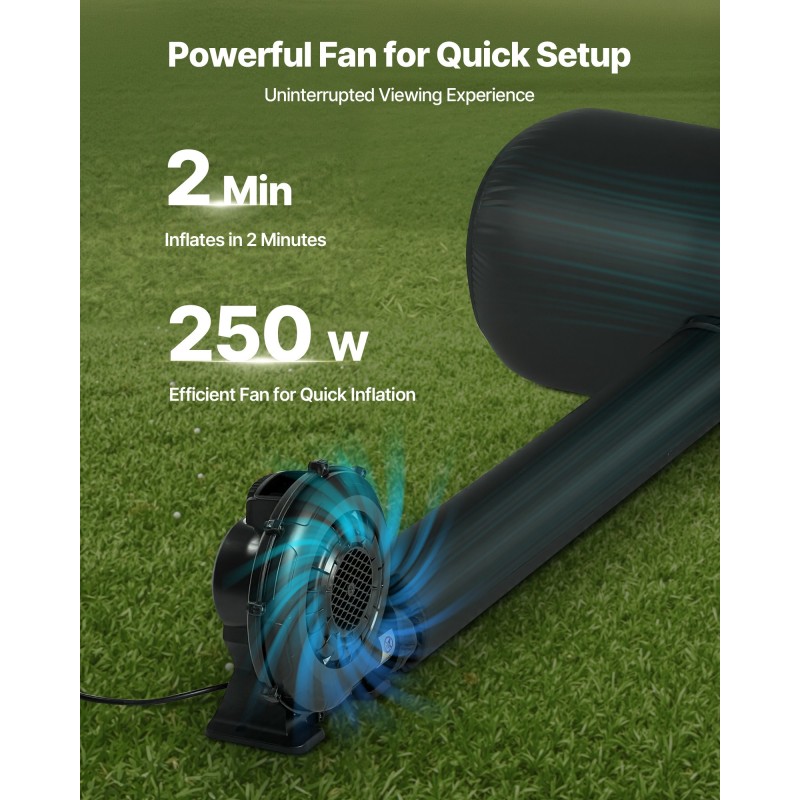 Ilmatäytteinen 20 jalan elokuvakangas valkoinen 600D musta 210D runko ulkokäyttöön ja sisäkäyttöön