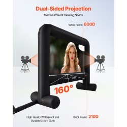 Puhallettava valkokangas 600D pestävä 288 x 155 cm ulkokäyttöön