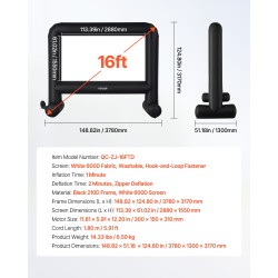 Puhallettava valkokangas 600D pestävä 288 x 155 cm ulkokäyttöön