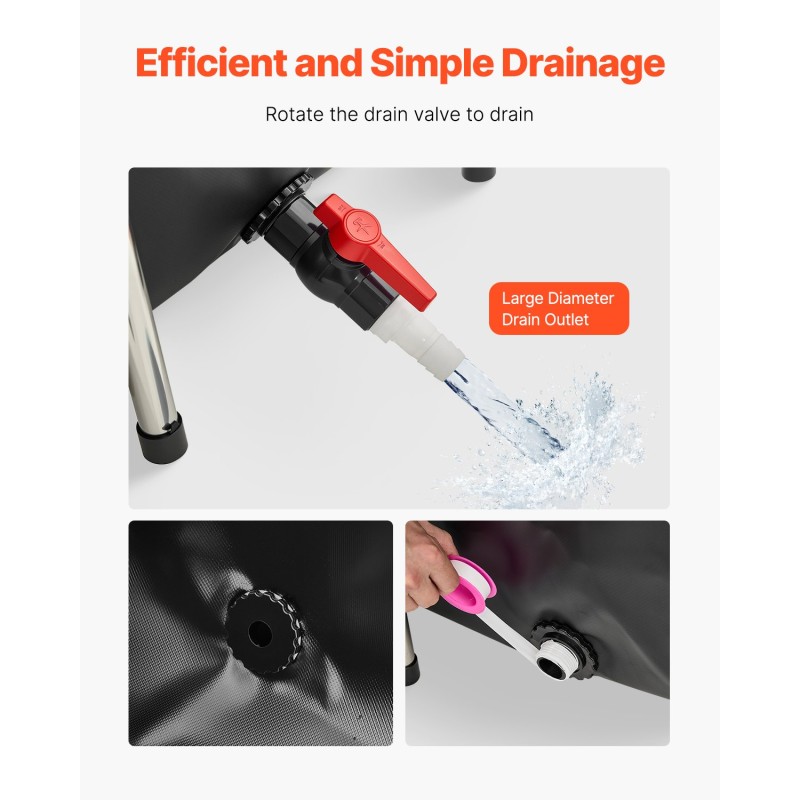 Kantettava maanpäällinen kalalammikko PVC-kankaasta 1023 l ruostumaton teräsrunko