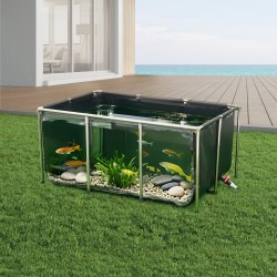 Kantettava maanpäällinen kalalammikko PVC-kankaasta 1023 l ruostumaton teräsrunko