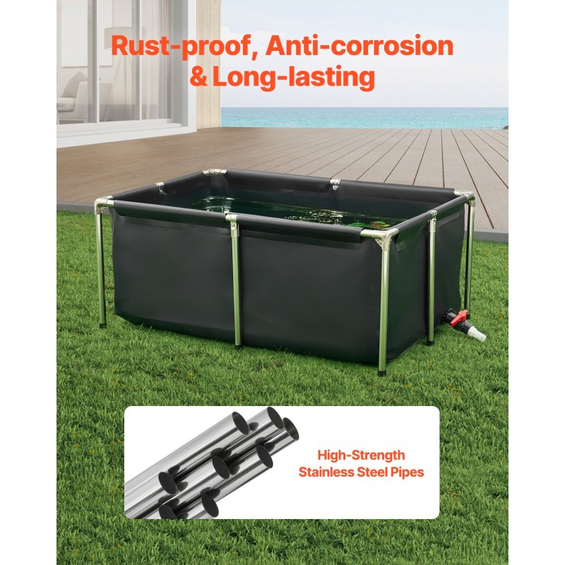 Kalastusallas 480 litraa PVC-pinnoitettu kangas ruostumaton teräsrunko 120x80x50 cm