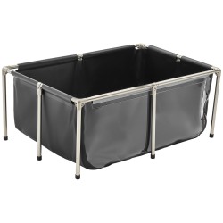 Maanpäällinen PVC kaliallas 480 l ruostumattomalla teräsrungolla ja läpinäkyvällä paneelilla