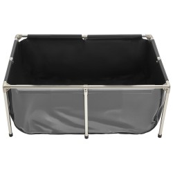 Maanpäällinen PVC-kaliallas 480 l ruostumattomalla teräsrungolla ja läpinäkyvällä paneelilla