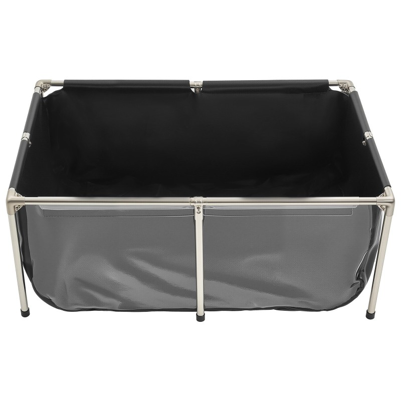 Maanpäällinen PVC-kaliallas 480 l ruostumattomalla teräsrungolla ja läpinäkyvällä paneelilla