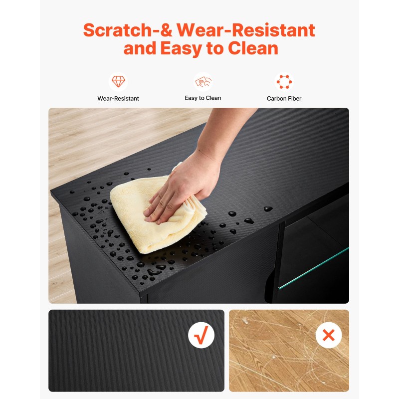 TV-taso karkaistusta lasista P2-luokan lastulevy 65 tuumalle säädettävillä hyllyillä LED-valonauhalla