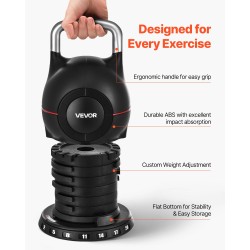 Säädettävä kahvakuula ABS-muovi ja painevalettu alumiini 2–20 kg