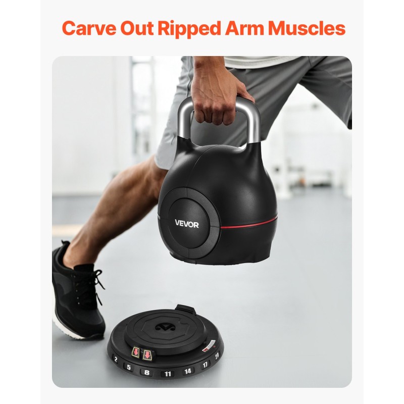 Säädettävä kahvakuula ABS-muovi ja painevalettu alumiini 2–20 kg