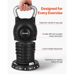 Säädettävä kahvakuula painevalettu alumiini ABS-muovi 7 painotasoa koko kehon harjoitteluun