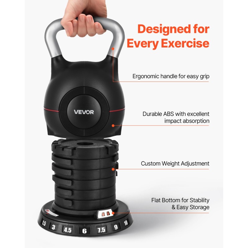 Säädettävä kahvakuula painevalettu alumiini ABS-muovi 7 painotasoa koko kehon harjoitteluun