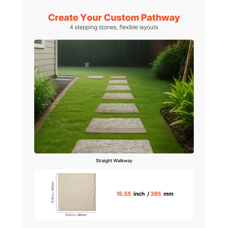 Puutarhan askelkivet muovihartsiset 4 kpl 39,5×39,5 cm beige