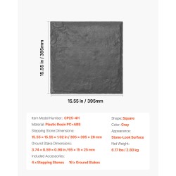 Puutarhan askelkivet PC ja ABS muovihartsi 4 kpl 395 x 395 mm