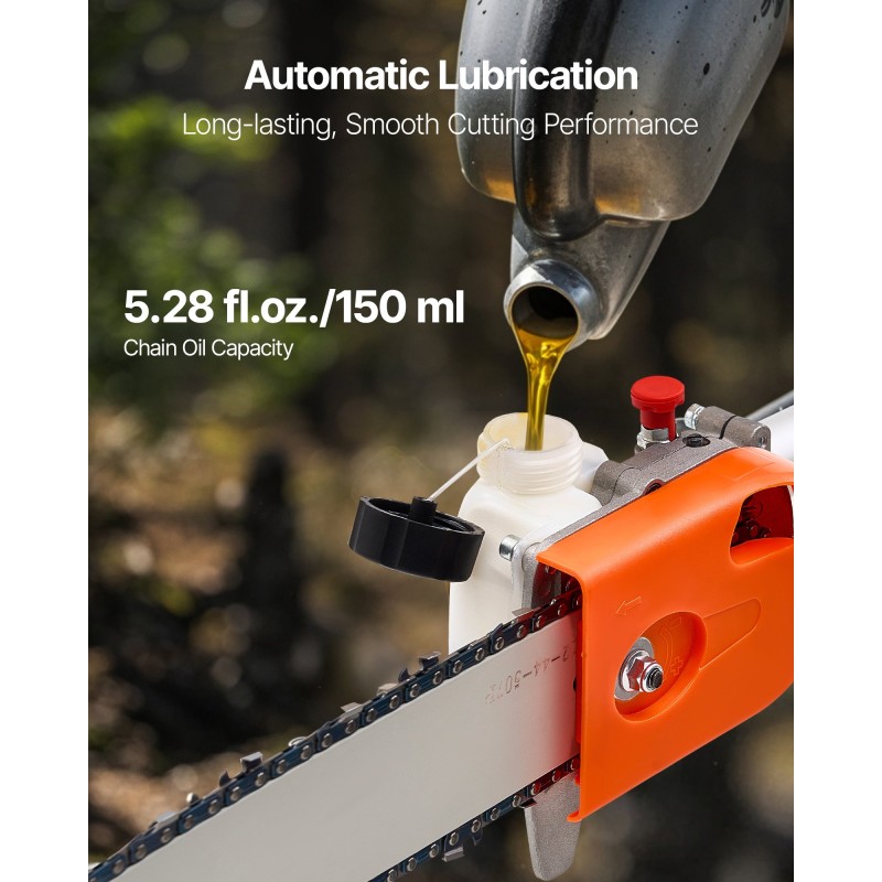 Jatkovarsisaha bensiinikäyttöinen 43 cc 2-tahti 30,48 cm terälaippa 3,66 m jatkovarsi