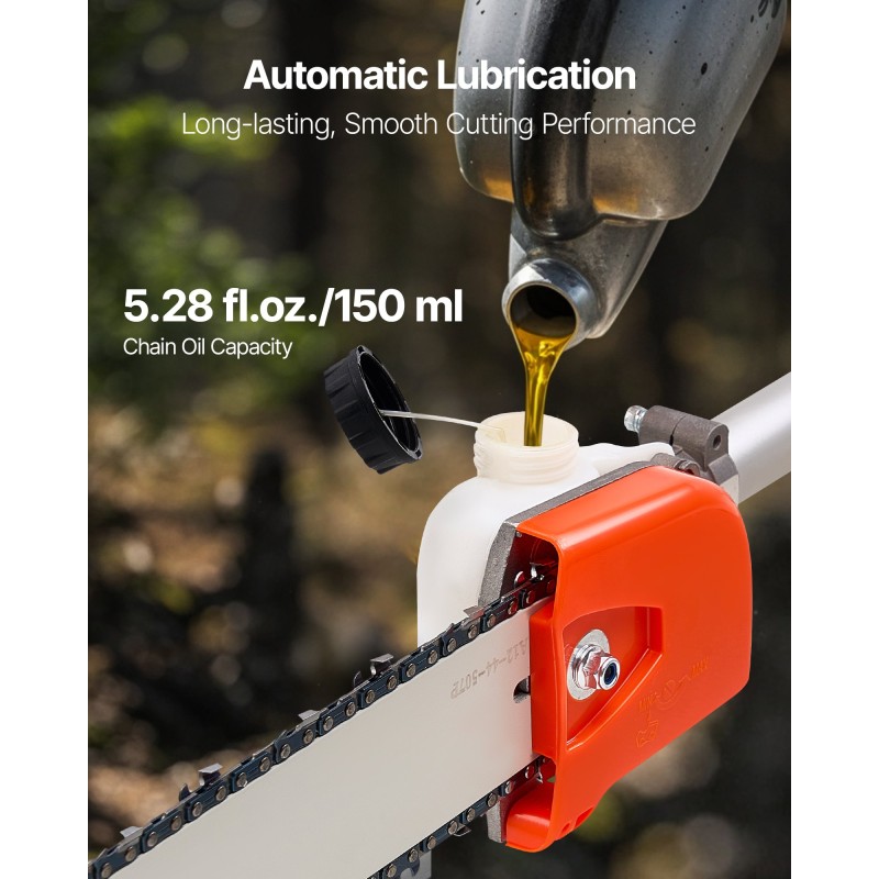 Bensiinikäyttöinen teleskooppinen oksasaha 25 cm3 30,5 cm laippa alumiiniseosvarsi