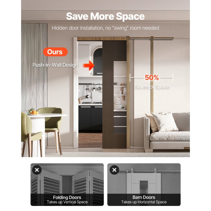 Liukuoven karmisarja puu ja sinkitty teräs säädettävä 610–914 mm pehmeä sulkeutumismekanismi