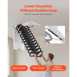 Alasvedettävät ullakkotikkaat teräs alumiini puu sopii 2,6–2,85 m huonekorkeudelle 299,4 kg kantavuus