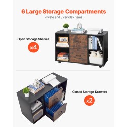 Arkistokaappi lastulevyinen melamiinipintainen musta 2 laatikkoa 4 lokeroa lukittavat pyörät