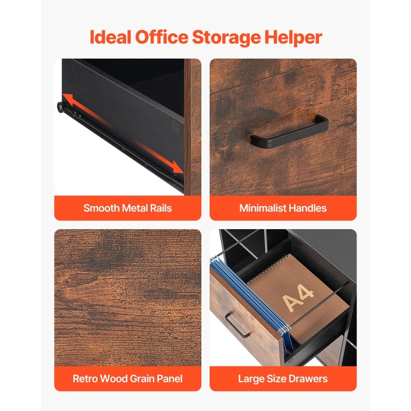 Arkistokaappi lastulevyinen melamiinipintainen musta 2 laatikkoa 4 lokeroa lukittavat pyörät