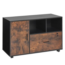 Arkistokaappi lastulevy melamiinipintainen avoimilla hyllyillä lukittava laatikko ja kaappi lukittavat pyörät