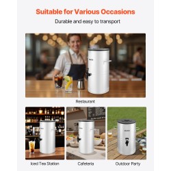 Juoma-annostelija 15 l 304 ruostumaton teräs hana kantokahvalla kuumille ja kylmille juomille