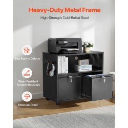 Metallinen arkistokaappi kylmävalssattua terästä kaksi laatikkoa avoin hylly lukittava pyörillä