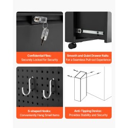 Metallinen arkistokaappi kylmävalssattua terästä kaksi laatikkoa avoin hylly lukittava pyörillä