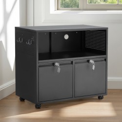 Metallinen arkistokaappi kylmävalssattua terästä kaksi laatikkoa avoin hylly lukittava pyörillä