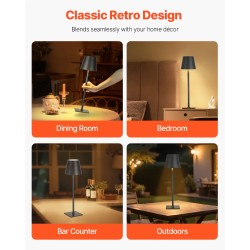 Pöytävalaisimet langattomat ladattavat portaaton himmennys 2 kpl musta 5200 mAh akku 3000–6500K