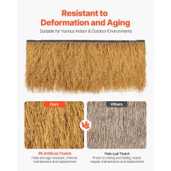 Tekokattomatto PE-materiaali 0,5 m × 6 m olkikattoa muistuttava