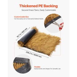 Tekokattomatto PE-materiaali 0,5 m × 6 m olkikattoa muistuttava