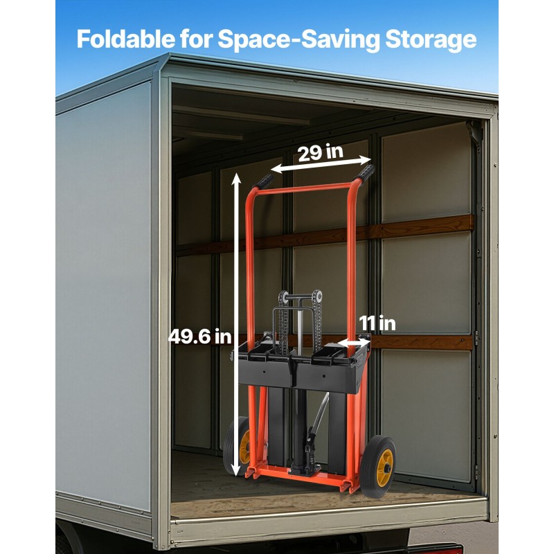 Manuaalinen hydraulinen materiaalinostin lavansiirtovaunu taittuva hiiliteräs 205 kilogrammaa 1000 millimetriä