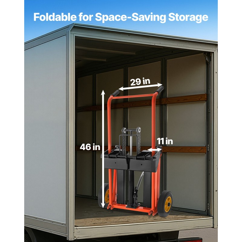 Materiaalinostovaunu hydraulinen käsikäyttöinen 205 kg hiiliteräs taittuva nostokorkeus 900 mm