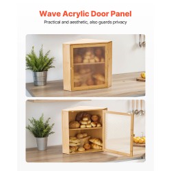 Kaksitasoinen kulmaleipälaatikko bambupuusta säädettävillä jakajilla akryyliovella