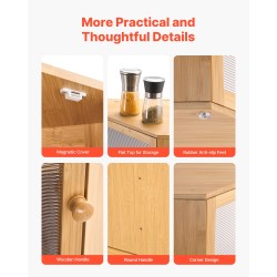 Kaksitasoinen kulmaleipälaatikko bambupuusta säädettävillä jakajilla akryyliovella