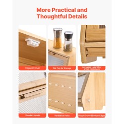 Bambupuinen kaksikerroksinen leipälaatikko sisältää leikkuulaudan ja leipäveitsen