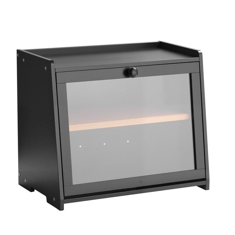 Leipälaatikko kaksikerroksinen bambuinen musta säädettävä sisäjakaja akryyliovi