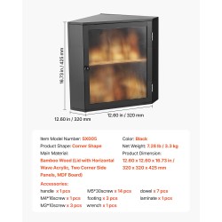 Leipälaatikko bambupuinen kaksitasoinen kulmamalli 320x320x425 mm musta